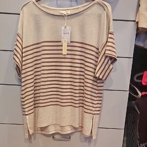 Striped Beige and Brown Women's Top